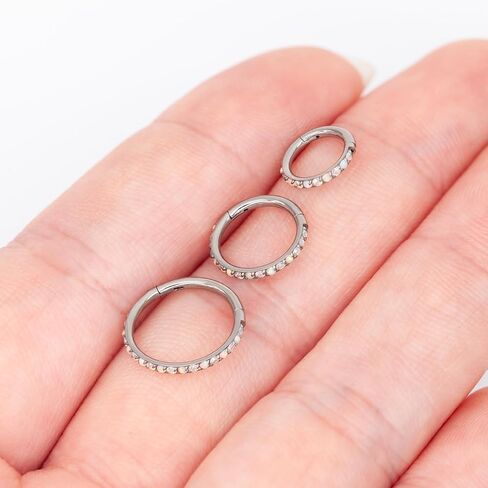 16G 20G F136 Titanium Nose Ring Hoop for Women, 6mm 8mm 10mm AB CZ and White Opal Septum Ring, Helix Cartilage Rook Earrings Piercing Jewelry in Saudi Arabia