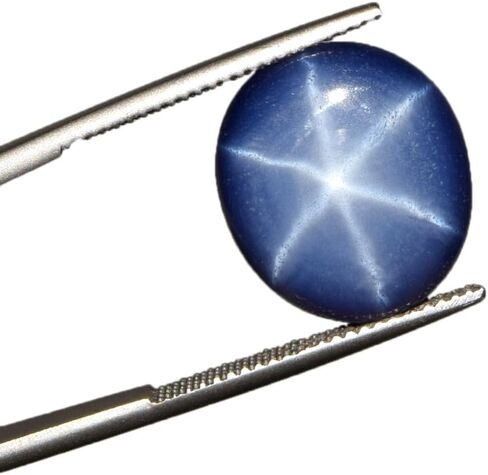 GEMHUB 8.65 Ct. 13 mm 6 Rays Blue Star Sapphire Oval Cabochon Loose Gemstone BP-038, gemstone, hue enhanced blue star sapphire in Saudi Arabia