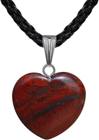 مجموعة بيج هارت - 20 ملم كلاسيك - حجر اليشب الاحمر، بني - حبل قابل للتعديل - اسود، ستانلس ستيل، يشب in Kuwait