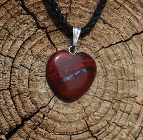 مجموعة بيج هارت - 20 ملم كلاسيك - حجر اليشب الاحمر، بني - حبل قابل للتعديل - اسود، ستانلس ستيل، يشب in Kuwait