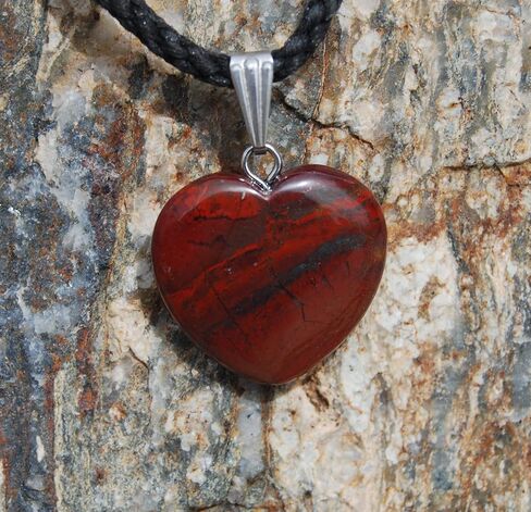 مجموعة بيج هارت - 20 ملم كلاسيك - حجر اليشب الاحمر، بني - حبل قابل للتعديل - اسود، ستانلس ستيل، يشب in Kuwait