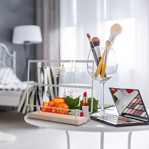 3 قطع حامل أقراط منظم مجوهرات حامل القرط عرض حامل خشبي (طبقتين) (White3pcs) in Kuwait