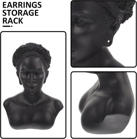 Zerodeko Black African Jewelry Bust Mannequin Resin Jewellry Necklace Earring Pendant Display Stand Holder Organizer Home Decor Photography Prop in Saudi Arabia