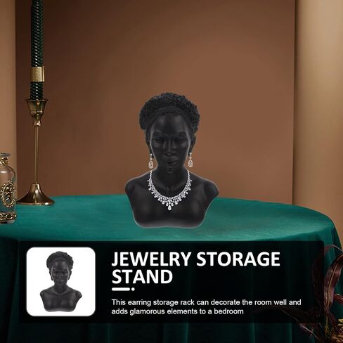 Zerodeko Black African Jewelry Bust Mannequin Resin Jewellry Necklace Earring Pendant Display Stand Holder Organizer Home Decor Photography Prop in Saudi Arabia