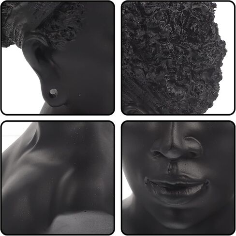 Zerodeko Black African Jewelry Bust Mannequin Resin Jewellry Necklace Earring Pendant Display Stand Holder Organizer Home Decor Photography Prop in Saudi Arabia
