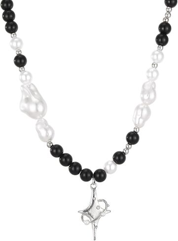 بونجانت عقد غير منتظم بدلاية على شكل نجمة واي 2 كيه، عقد لؤلؤ مطرز باللؤلؤ، مجوهرات بسيطة عصرية للنساء والاولاد والبنات، هدية الكريسماس in Kuwait