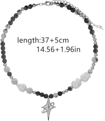 بونجانت عقد غير منتظم بدلاية على شكل نجمة واي 2 كيه، عقد لؤلؤ مطرز باللؤلؤ، مجوهرات بسيطة عصرية للنساء والاولاد والبنات، هدية الكريسماس in Kuwait