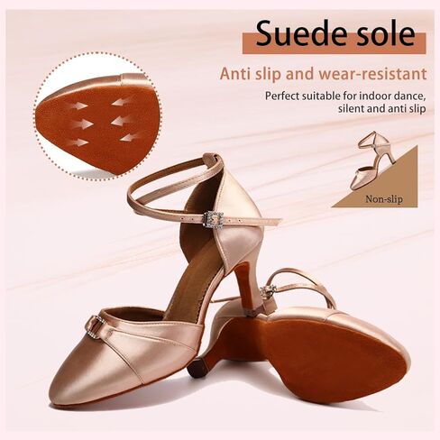 في سي اي اكس اكس في سي اي حذاء رقص نسائي مغلق من الامام بمقدمة ناعمة لممارسة السالسا اللاتينية وكعب للرقص الاجتماعي، موديل 3527 in Kuwait