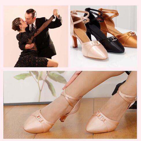 في سي اي اكس اكس في سي اي حذاء رقص نسائي مغلق من الامام بمقدمة ناعمة لممارسة السالسا اللاتينية وكعب للرقص الاجتماعي، موديل 3527 in Kuwait