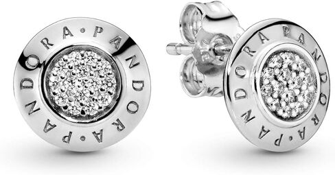 Pandora Jewelry Sparkling Pandora Logo Stud Cubic Zirconia Earrings in Sterling Silver in Kuwait