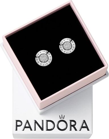 Pandora Jewelry Sparkling Pandora Logo Stud Cubic Zirconia Earrings in Sterling Silver in Kuwait
