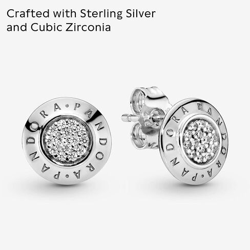 Pandora Jewelry Sparkling Pandora Logo Stud Cubic Zirconia Earrings in Sterling Silver in Kuwait