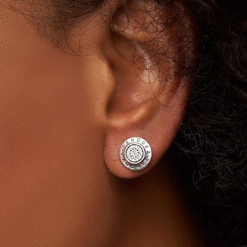 Pandora Jewelry Sparkling Pandora Logo Stud Cubic Zirconia Earrings in Sterling Silver in Kuwait