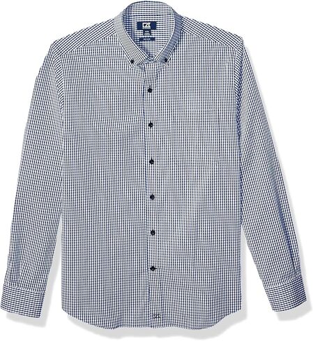 Cutter & Buck Men's Green Carolina Panthers Anchor Gingham Long Sleeve Button-Up Shirt in Saudi Arabia