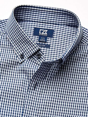 Cutter & Buck Men's Green Carolina Panthers Anchor Gingham Long Sleeve Button-Up Shirt in Saudi Arabia