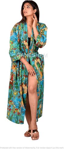 Indian Handmade Frida kahlo design Sleepwear Beach Cover up Cotton Bath Robes Kimono Women Cardigan Nightgown in Saudi Arabia
