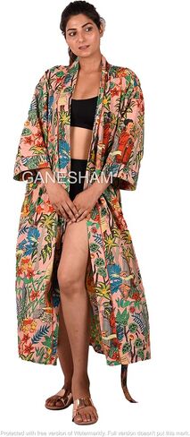 Indian Handmade Frida kahlo design Sleepwear Beach Cover up Cotton Bath Robes Kimono Women Cardigan Nightgown in Saudi Arabia