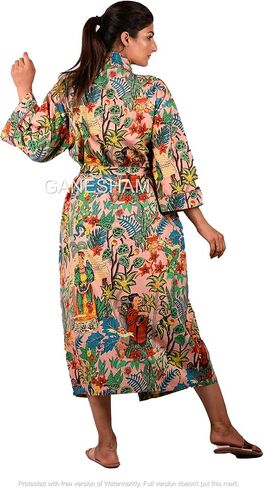 Indian Handmade Frida kahlo design Sleepwear Beach Cover up Cotton Bath Robes Kimono Women Cardigan Nightgown in Saudi Arabia