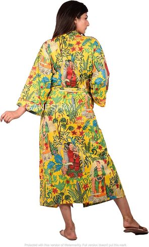Indian Handmade Frida kahlo design Sleepwear Beach Cover up Cotton Bath Robes Kimono Women Cardigan Nightgown in Saudi Arabia