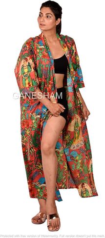 Indian Handmade Frida kahlo design Sleepwear Beach Cover up Cotton Bath Robes Kimono Women Cardigan Nightgown in Saudi Arabia