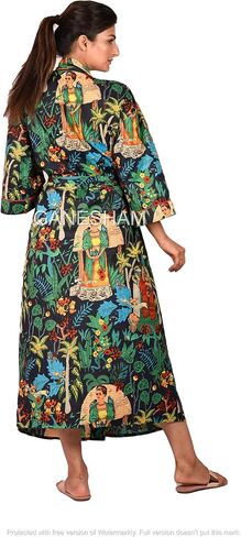 Indian Handmade Frida kahlo design Sleepwear Beach Cover up Cotton Bath Robes Kimono Women Cardigan Nightgown in Saudi Arabia