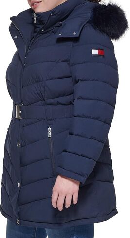 سترة نسائية بغطاء للرأس بأزرار أمامية طويلة منتفخة وحزام إغلاق من Tommy Hilfiger in Saudi Arabia