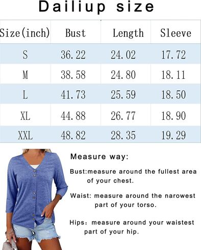 Women's V Neck 3/4 Sleeve T-Shirts Button Down Cardigans Casual Solid Tunic Tops Basic Tees Blouses in Saudi Arabia