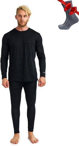 Merino.tech Merino Wool Base Layer Mens Set - Lightweight Merino Wool Thermal Underwear For Men Top, Bottom in Saudi Arabia