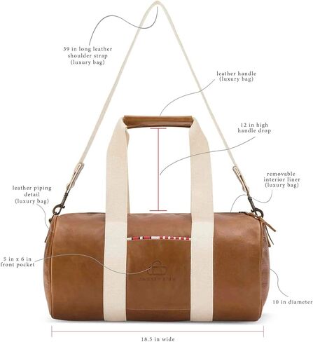 Handmade Full Grain Leather Small Duffel Bag Gym Bag | 23L | 19" | Weekender | Carry On | Sport Bag (Brown) (Classic) in Saudi Arabia