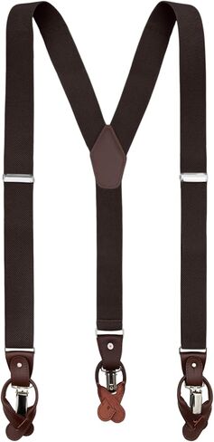 Jacob Alexander Men's Solid Elastic Suspenders Braces Convertible Leather Ends and Clips Y-Back in Saudi Arabia