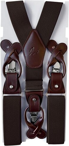 Jacob Alexander Men's Solid Elastic Suspenders Braces Convertible Leather Ends and Clips Y-Back in Saudi Arabia