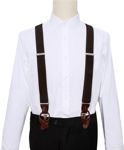 Jacob Alexander Men's Solid Elastic Suspenders Braces Convertible Leather Ends and Clips Y-Back in Saudi Arabia
