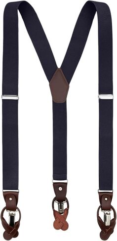 Jacob Alexander Men's Solid Elastic Suspenders Braces Convertible Leather Ends and Clips Y-Back in Saudi Arabia