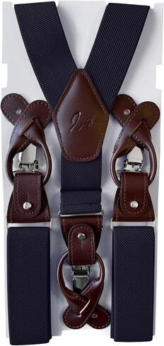 Jacob Alexander Men's Solid Elastic Suspenders Braces Convertible Leather Ends and Clips Y-Back in Saudi Arabia