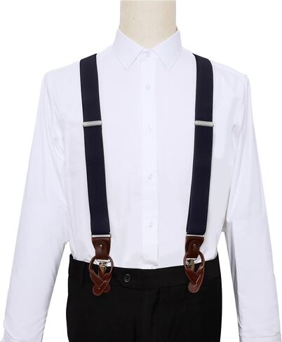Jacob Alexander Men's Solid Elastic Suspenders Braces Convertible Leather Ends and Clips Y-Back in Saudi Arabia
