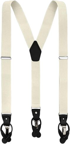 Jacob Alexander Men's Solid Elastic Suspenders Braces Convertible Leather Ends and Clips Y-Back in Saudi Arabia