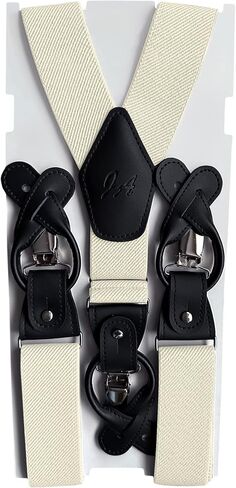 Jacob Alexander Men's Solid Elastic Suspenders Braces Convertible Leather Ends and Clips Y-Back in Saudi Arabia