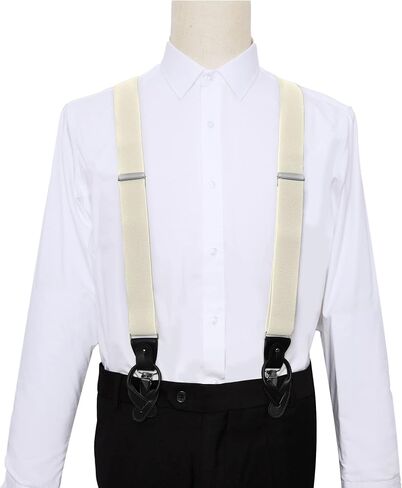 Jacob Alexander Men's Solid Elastic Suspenders Braces Convertible Leather Ends and Clips Y-Back in Saudi Arabia