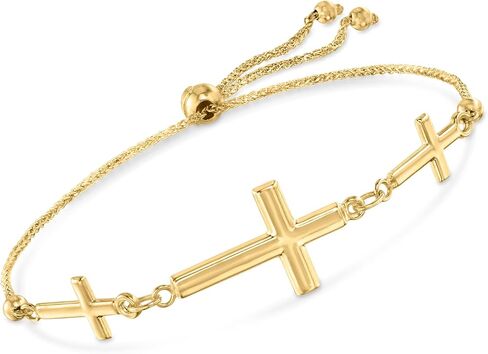 Ross-Simons 14kt Yellow Gold 3-Station Cross Bolo Bracelet in Saudi Arabia