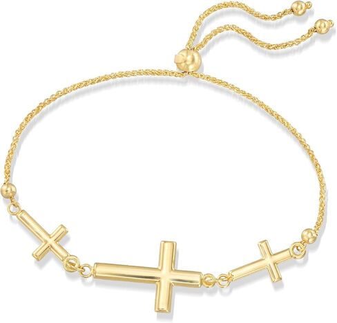 Ross-Simons 14kt Yellow Gold 3-Station Cross Bolo Bracelet in Saudi Arabia