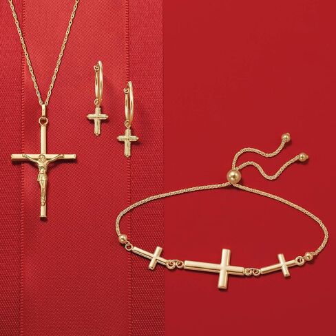 Ross-Simons 14kt Yellow Gold 3-Station Cross Bolo Bracelet in Saudi Arabia
