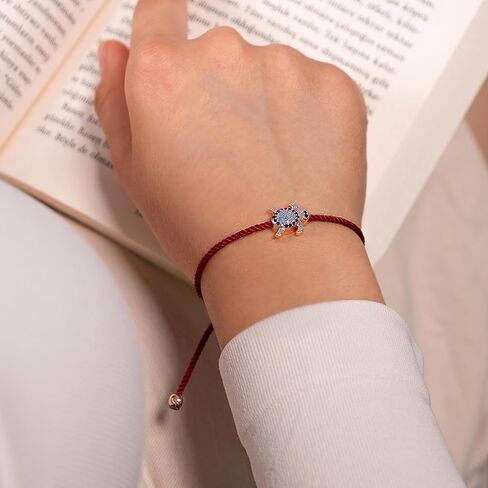 سوار السلحفاة البحرية - مجوهرات بحرية مصنوعة يدويًا مع سحر السلحفاة | حجم قابل للتعديل | مستوحاة من المحيط | هدية مثالية in Kuwait