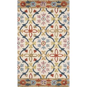 SAFAVIEH Suzani Collection 3' x 5' Ivory/Multi SZN310B Hand-Hooked Boho Premium Wool Area Rug
