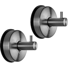 YOHOM Stainless Steel Vacuum Suction Cup Bathroom Shower Holders - Removable Towel Rack, Bathrobe and Loofah Hooks with Brushed Finish