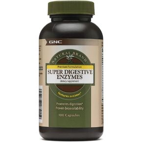 GNC Natural Brand Super Digestive Enzymes | Promotes Protein, Carbohydrate and Fat Digestion | 100 Capsules