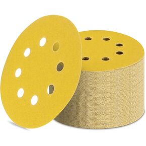 Ulremplort 5 Inch Sanding Discs Hook and Loop, 8 Holes Random Orbit 220 Grit Sandpaper 60 Pack