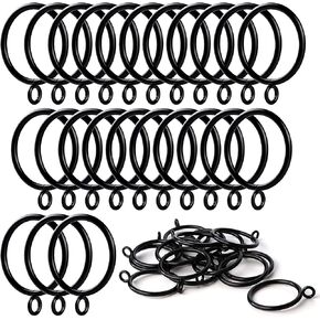 ANJUU 48 Pack 38mm Inner Diameter Metal Curtain Drape Sliding Eyelet Rings Black Tone
