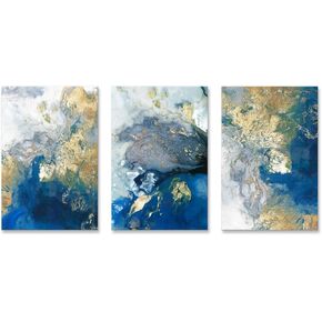 Black and White Canvas Art Wall Decor for Bedroom Framed Abstract 3 piece Gold Gray Print Painting Modern Bathroom Artwork 12x16in x3