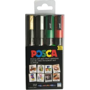 POSCA Marker 2.5mm - Yellow/Green/Blue/Red (Pack of 4)