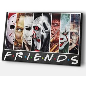 Horror Movie Posters - Modern Horror Friend Canvas Poster Decorative Painting on Canvas Wall Decor for Living Room Bedroom (12x18in(30x45cm),Frame,h-3)